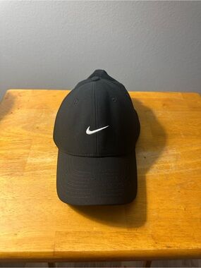 Nike Black Cap with White Swoosh Logo